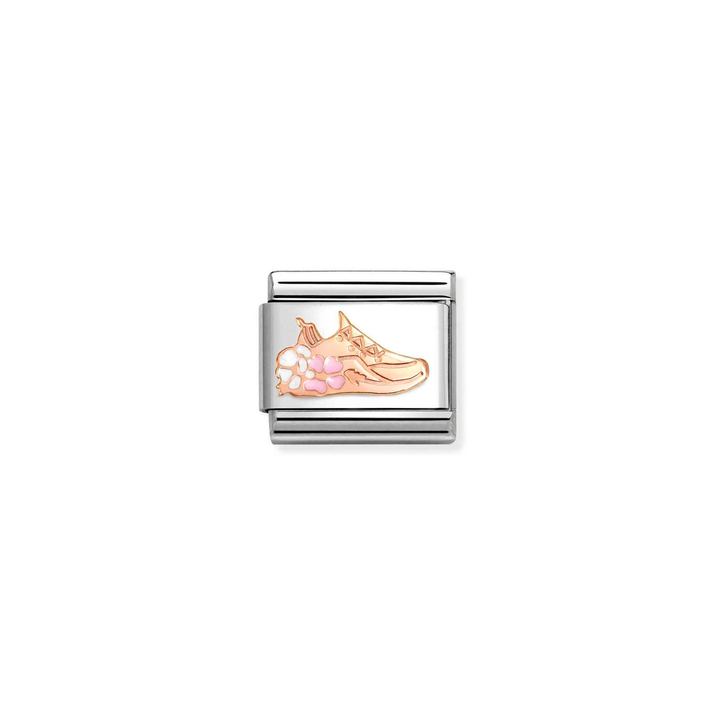 Nomination Classic 9ct Rose Gold Gym Shoe And Flowers Charm