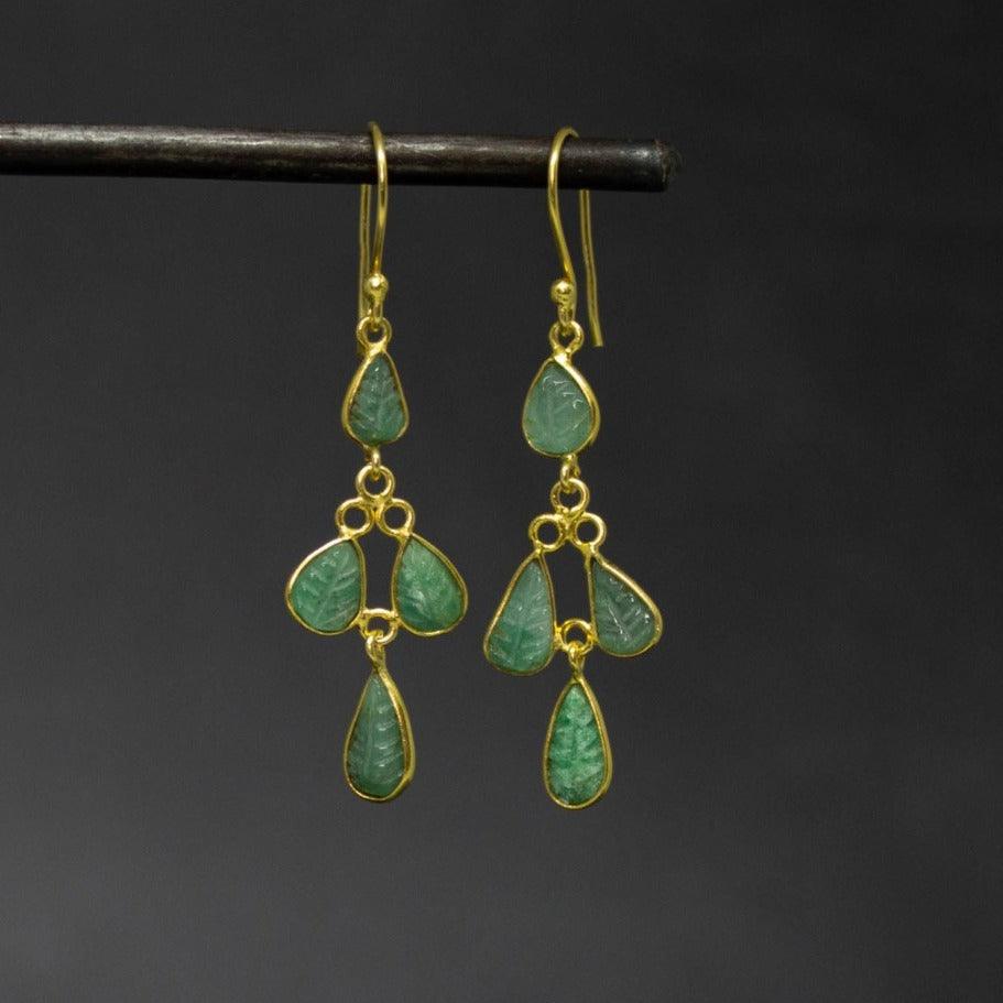 Gold and Emerald Drop Earrings – Rococo Jewellery