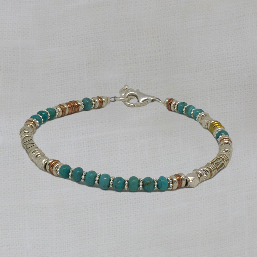 Silver Turquoise and Mixed Metals Bracelet