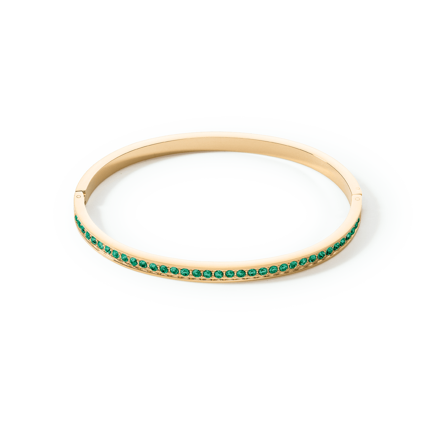 Coeur De Lion Stainless Steel Gold and Green Crystal Bangle - Rococo Jewellery