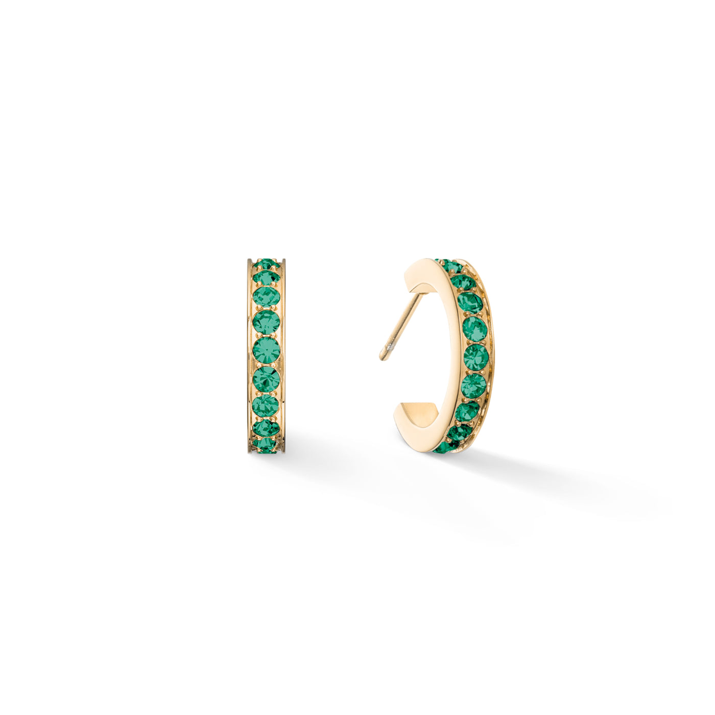 Coeur De Lion Green Gold Crystal Hoop Earrings