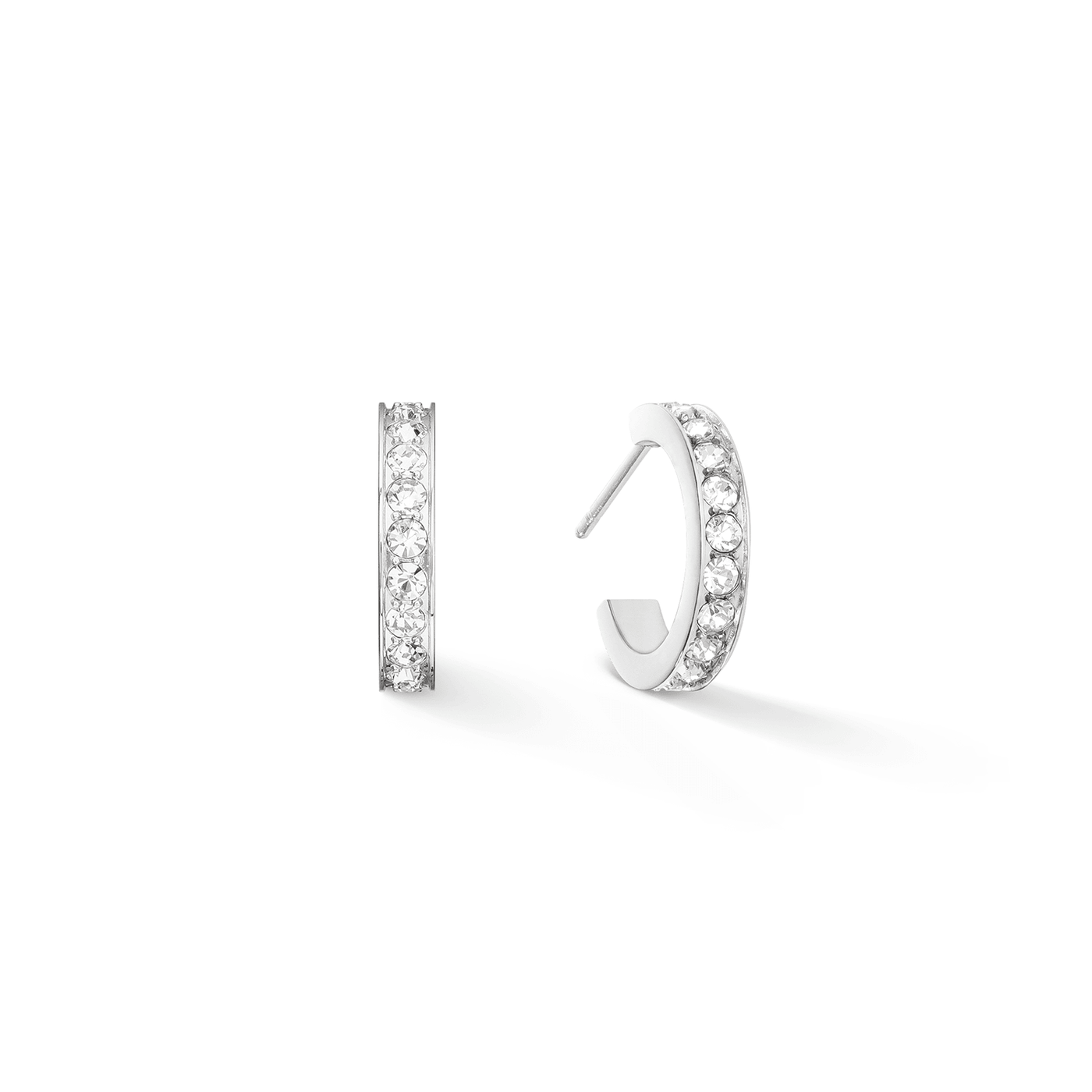Coeur De Lion Stainless Steel Silver and Crystal Hoop Earrings - Rococo Jewellery