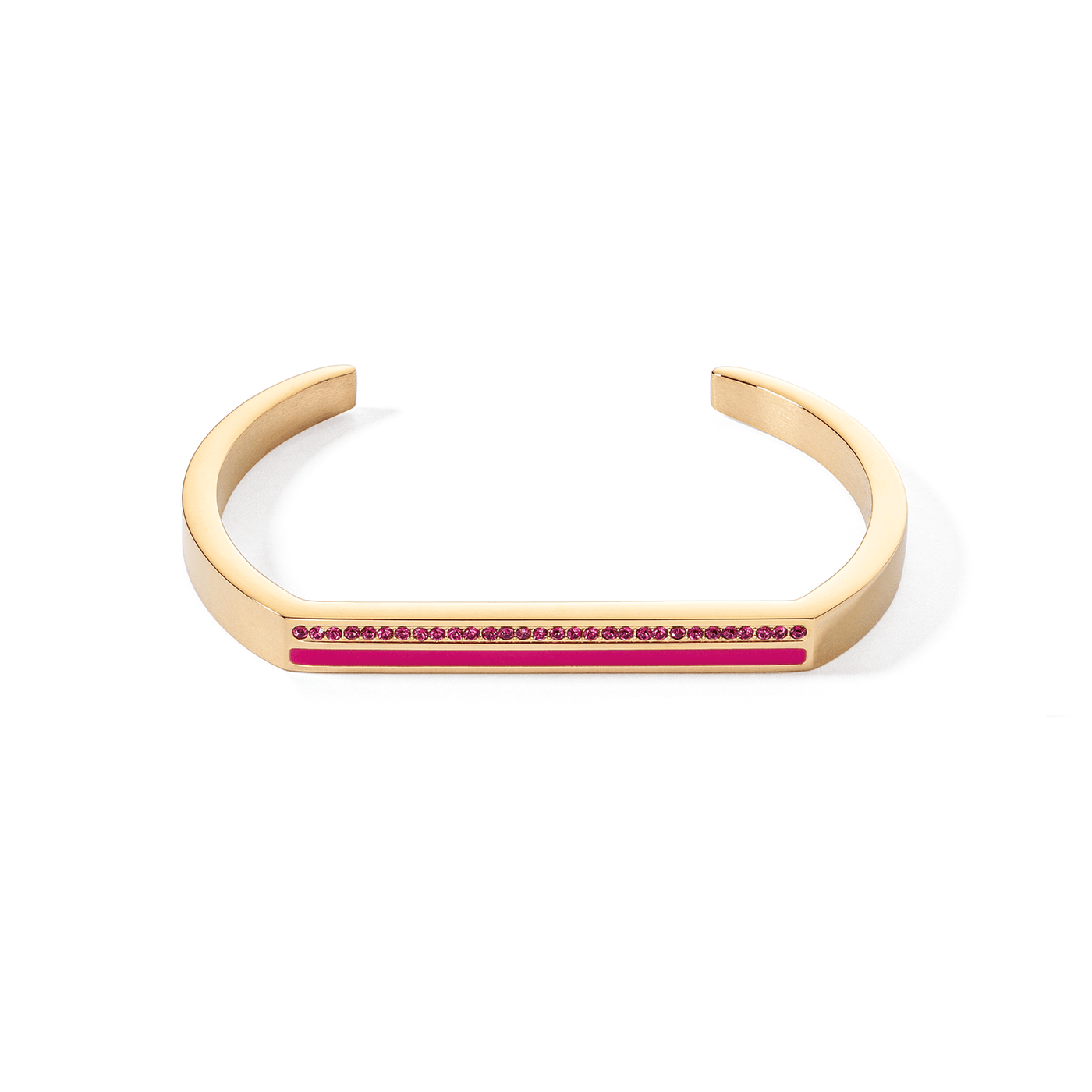 Coeur De Lion Gold and Pink Crystal Square Stripes Bangle Cuff - Rococo Jewellery