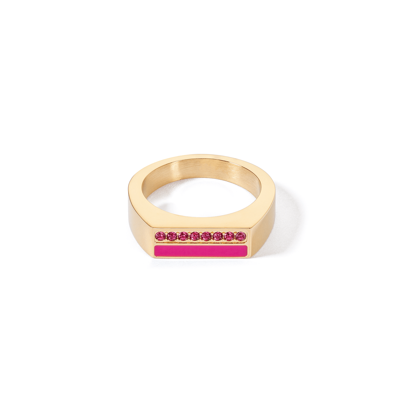 Coeur De Lion Gold and Pink Crystal Stripes Square Ring - Rococo Jewellery