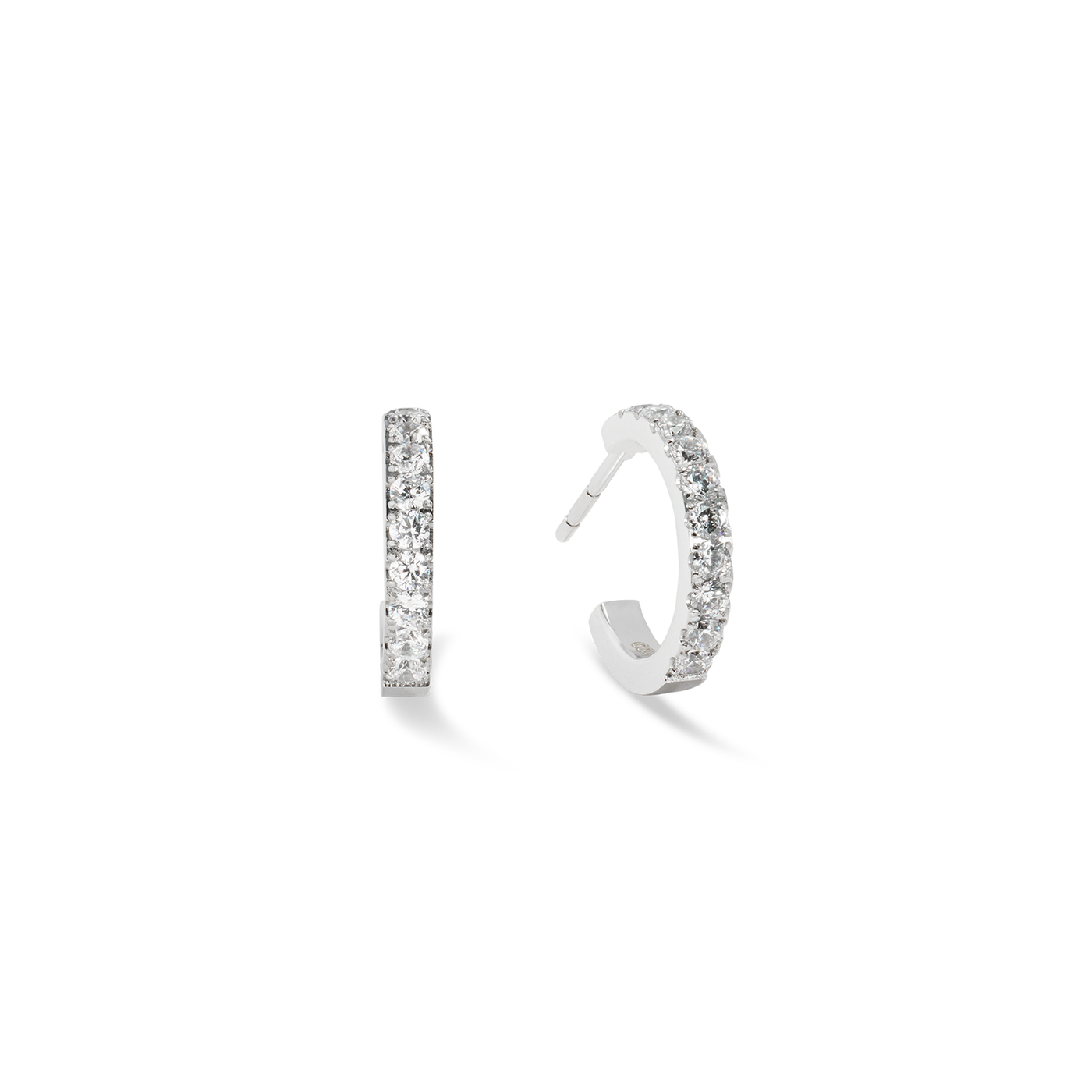 Coeur De Lion Stainless Steel Cubic Zirconia Mini Hoop Earrings