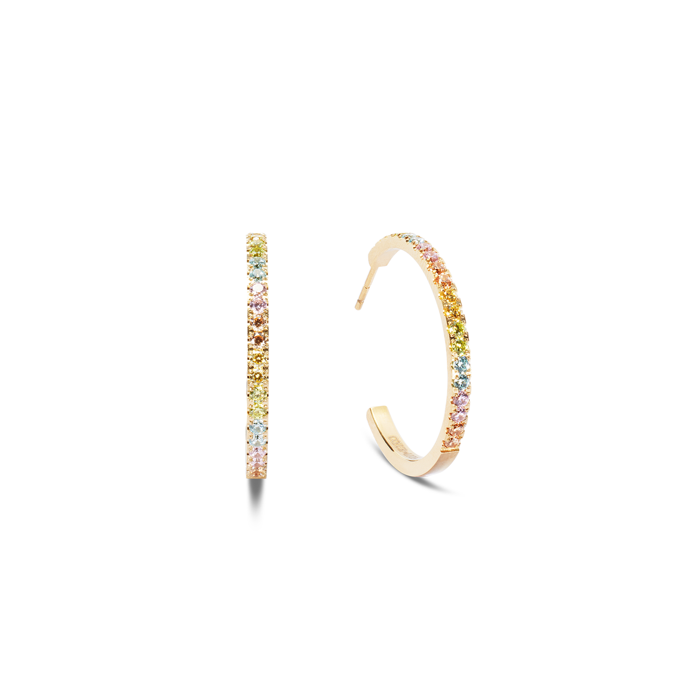 Coeur De Lion Gold Pastel Zirconia Large Hoop Earrings