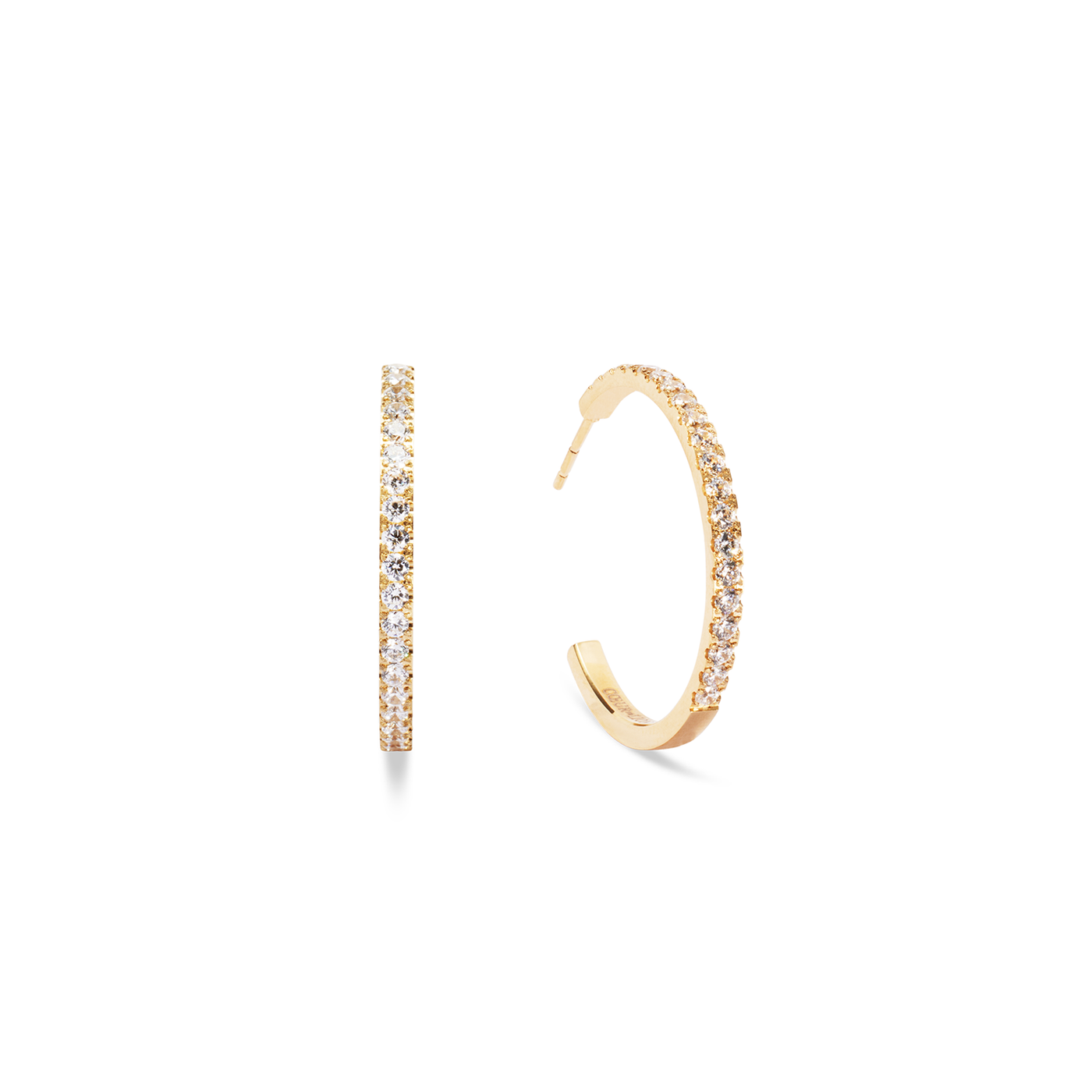 Coeur De Lion Gold Cubic Zirconia Large Hoop Earrings