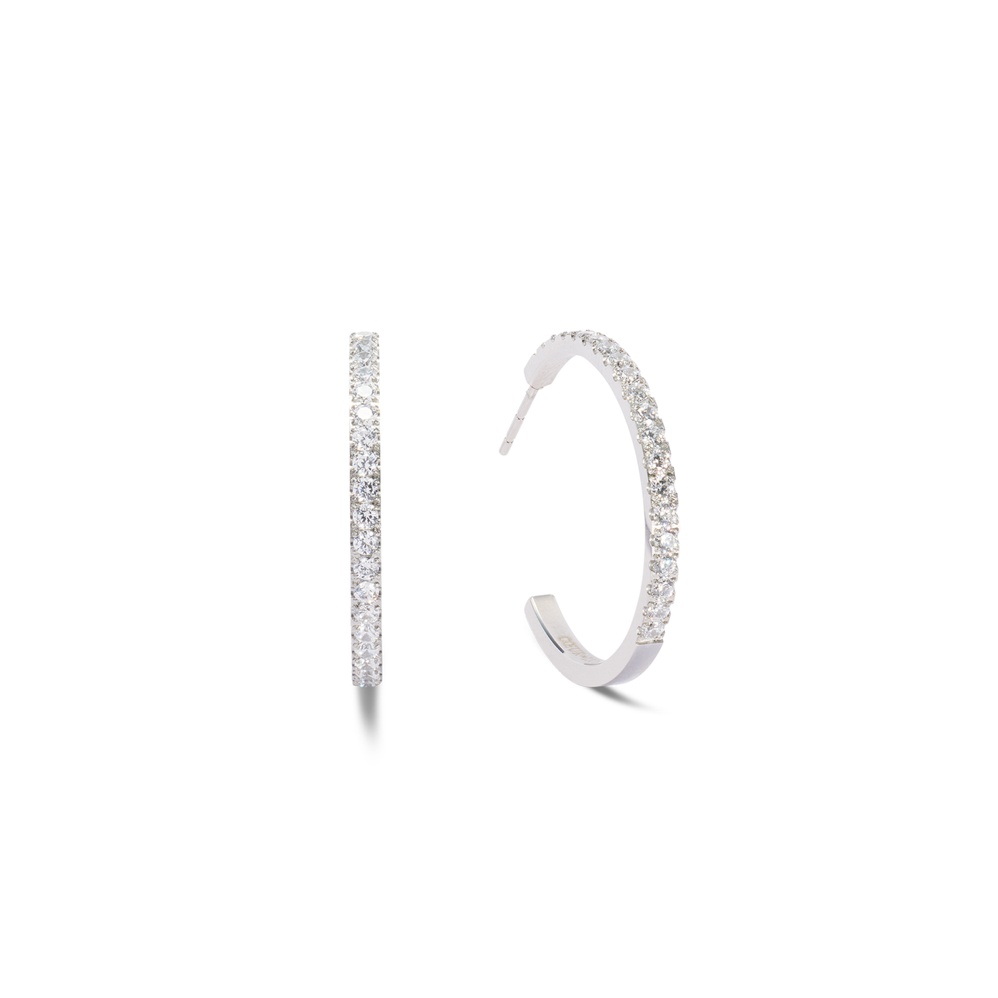 Coeur De Lion Stainless Steel Zirconia Large Hoop Earrings