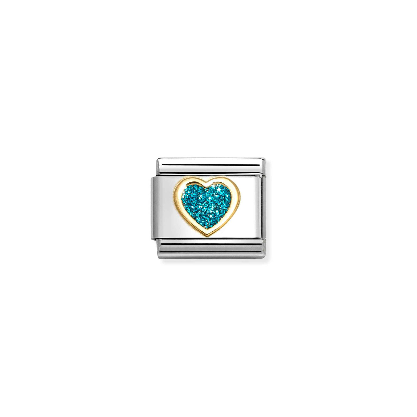 Nomination Classic Gold Turquoise Glitter Heart Charm - Rococo Jewellery