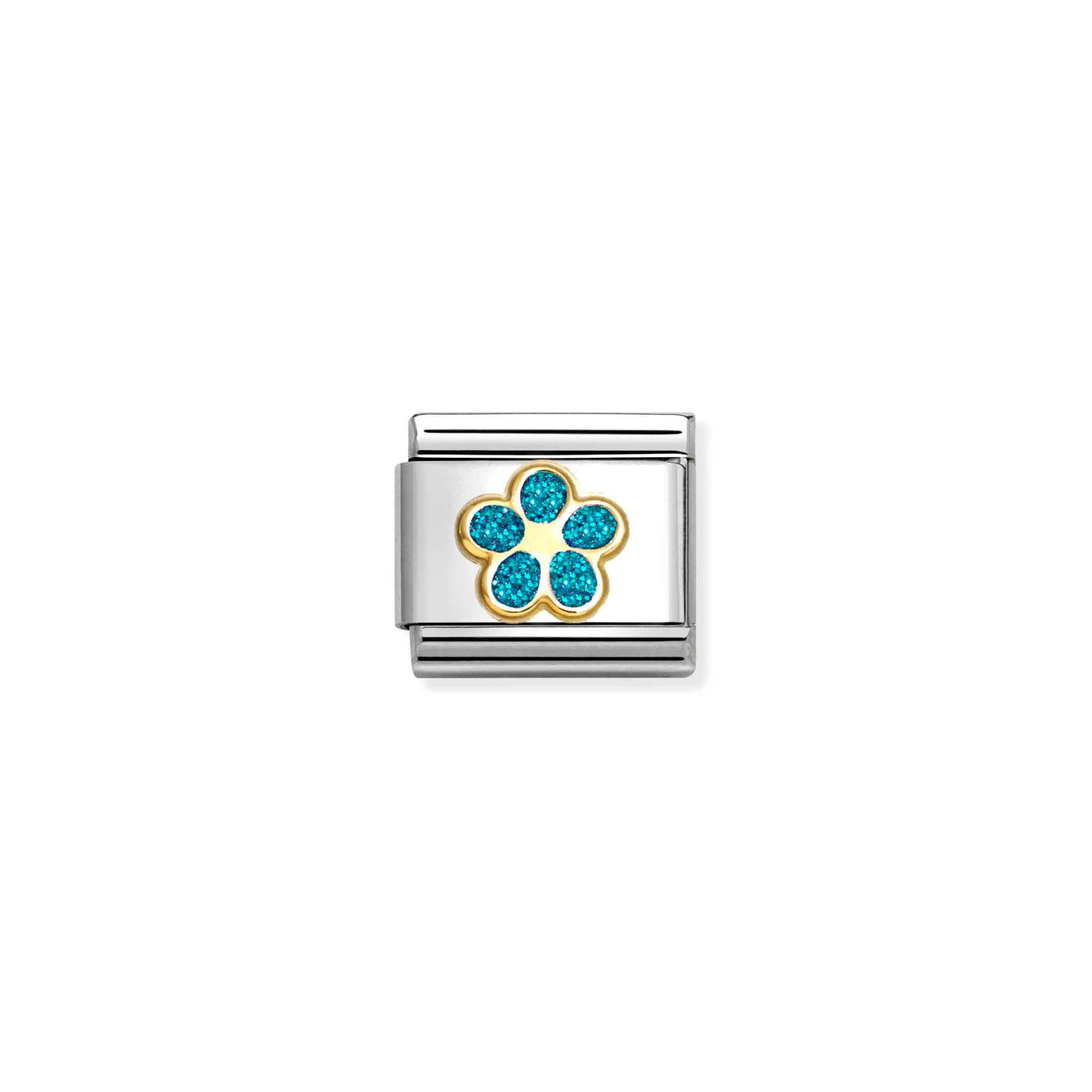 Nomination Classic Gold Turquoise Glitter Flower Charm - Rococo Jewellery