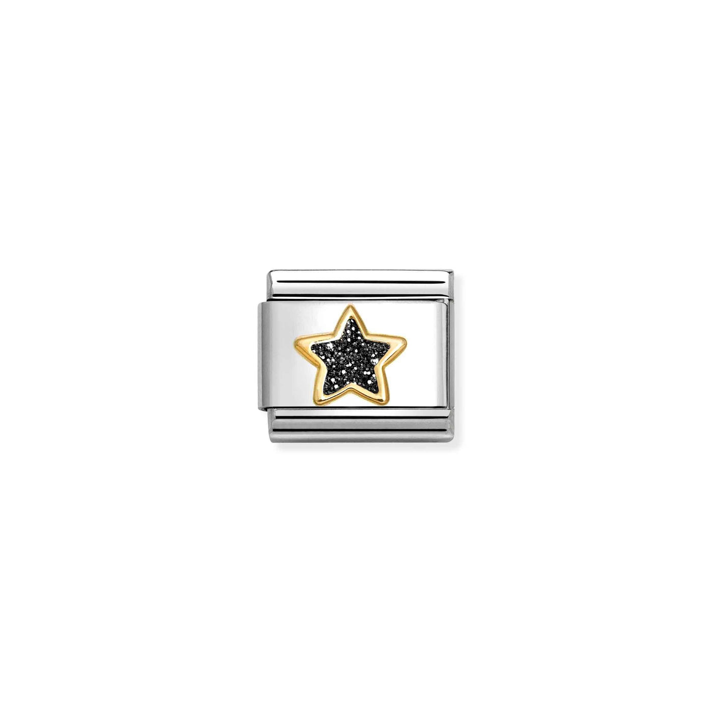 Nomination Classic Gold Black Glitter Star Charm - Rococo Jewellery