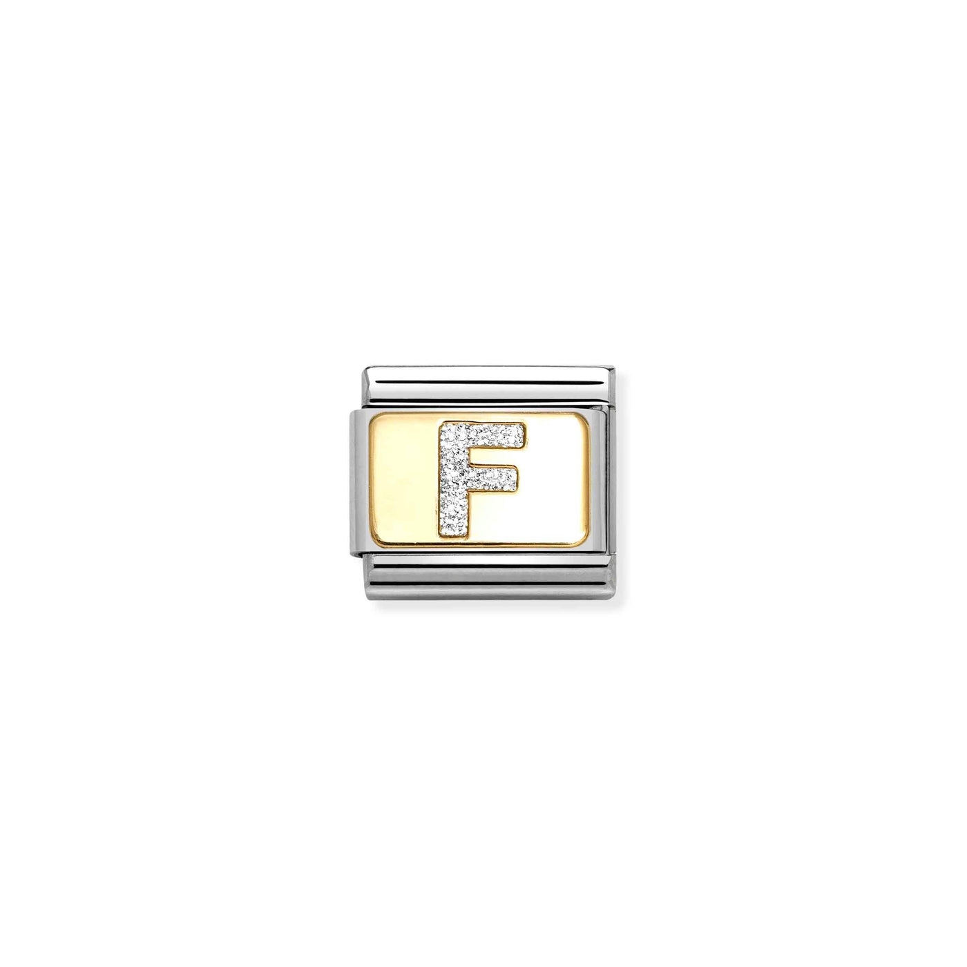 Nomination Classic Gold Glitter Letter F Charm - Rococo Jewellery