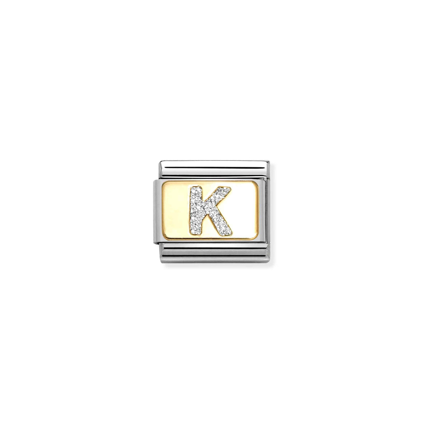 Nomination Classic Gold Glitter Letter K Charm - Rococo Jewellery