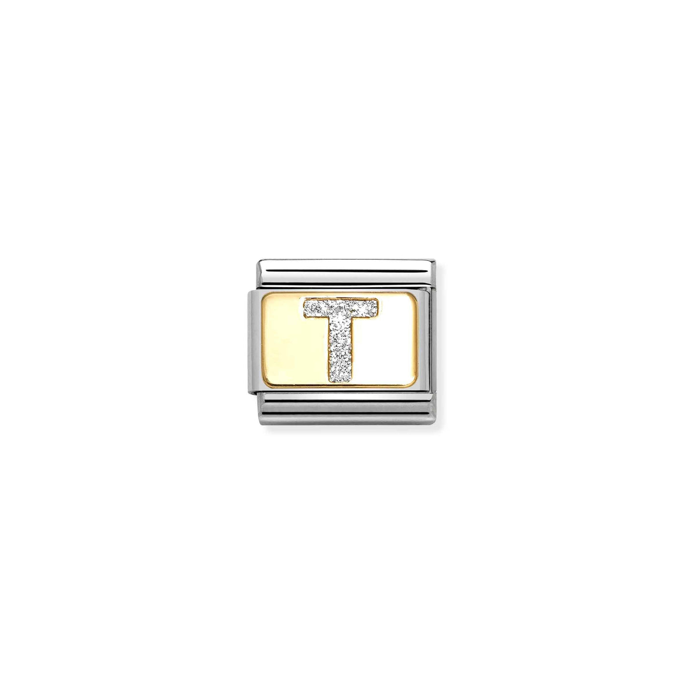 Nomination Classic Gold Glitter Letter T Charm - Rococo Jewellery