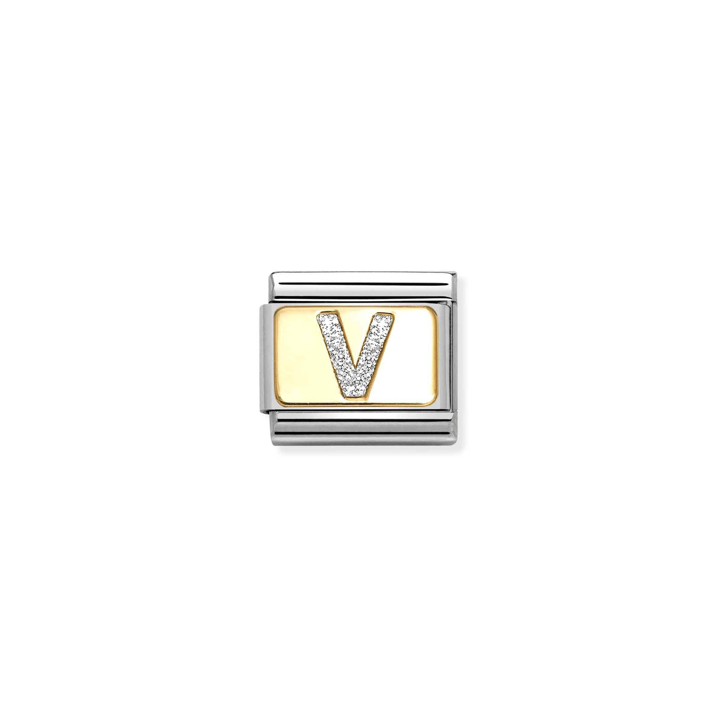 Nomination Classic Gold Glitter Letter V Charm - Rococo Jewellery