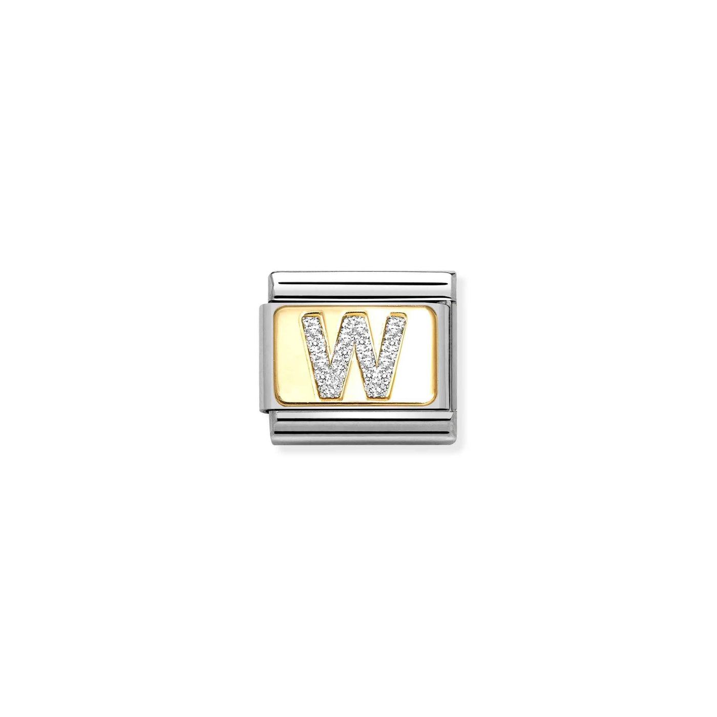 Nomination Classic Gold Glitter Letter W Charm - Rococo Jewellery