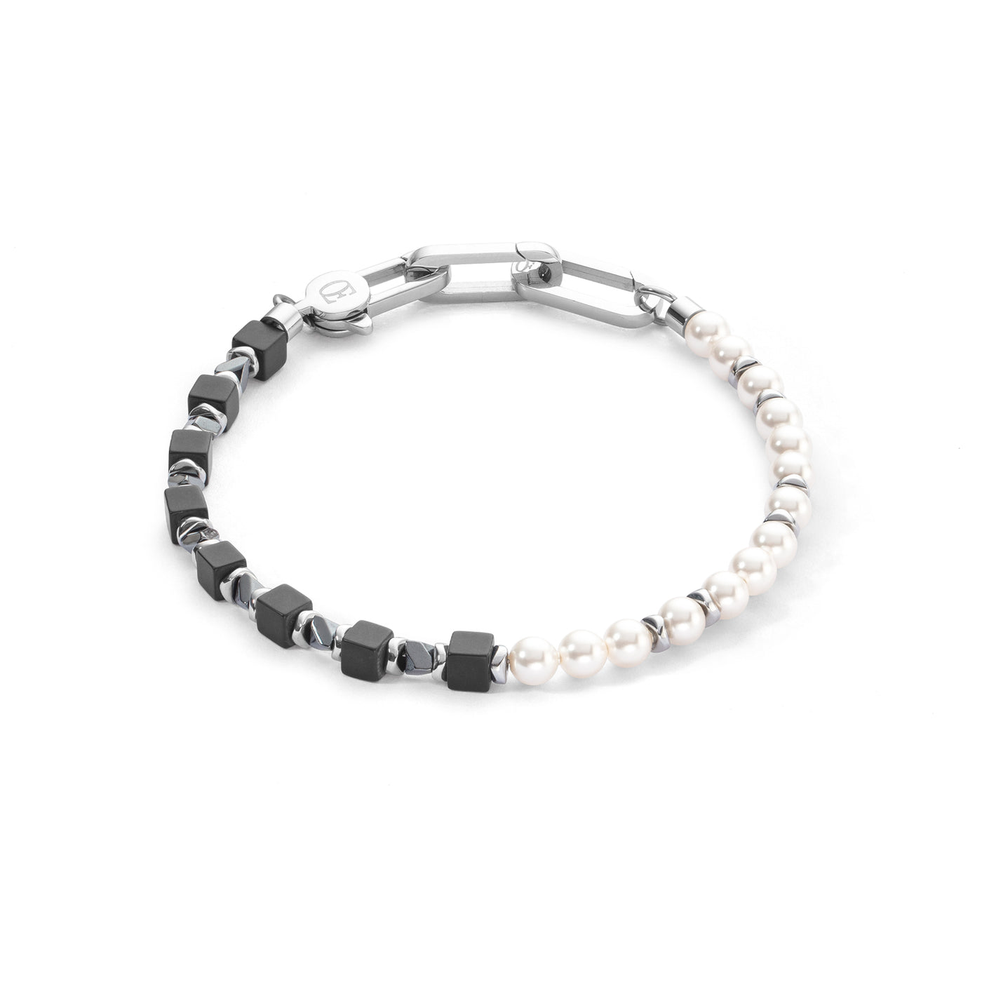 Coeur De Lion Precious Fusion Pearls Silver Black Bracelet