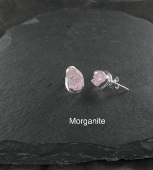 Sterling Silver Pink Morganite Stud Earrings - Rococo Jewellery