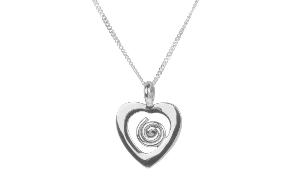 Silver Swirl Heart Necklace