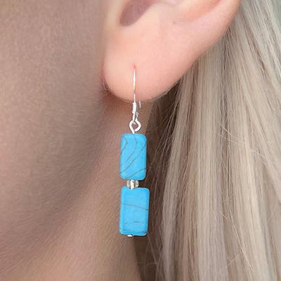 Carrie Elspeth Turquoise Mosaic Rectangle Drop Earrings - Rococo Jewellery