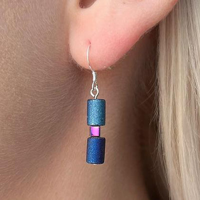 Carrie Elspeth Cobalt Lava Glimmer Drop Earrings - Rococo Jewellery