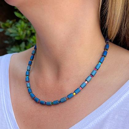Carrie Elspeth Cobalt Lava Glimmer Full Necklace - Rococo Jewellery