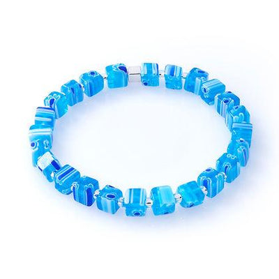 Carrie Elspeth Skyblue Millefiori Cubes Bracelet - Rococo Jewellery