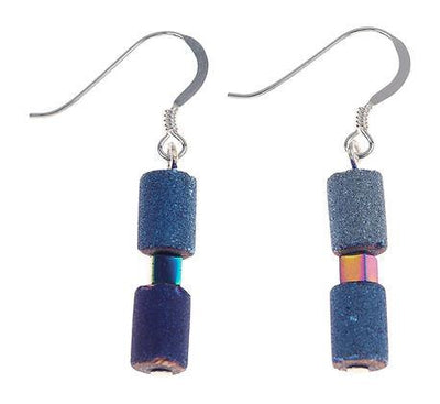 Carrie Elspeth Cobalt Lava Glimmer Drop Earrings - Rococo Jewellery
