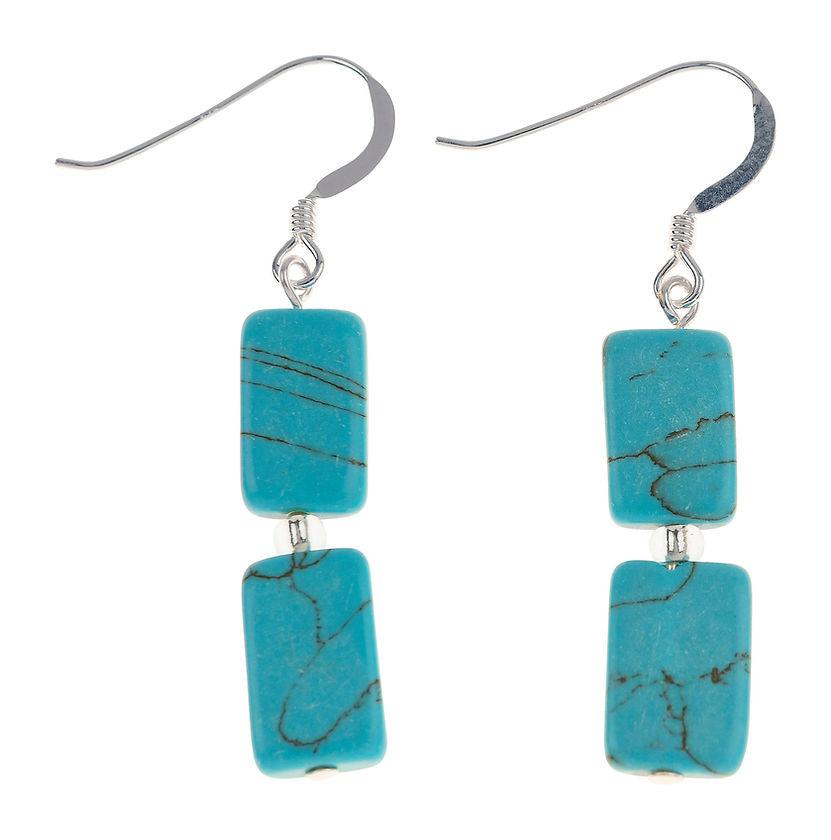Carrie Elspeth Turquoise Mosaic Rectangle Drop Earrings - Rococo Jewellery