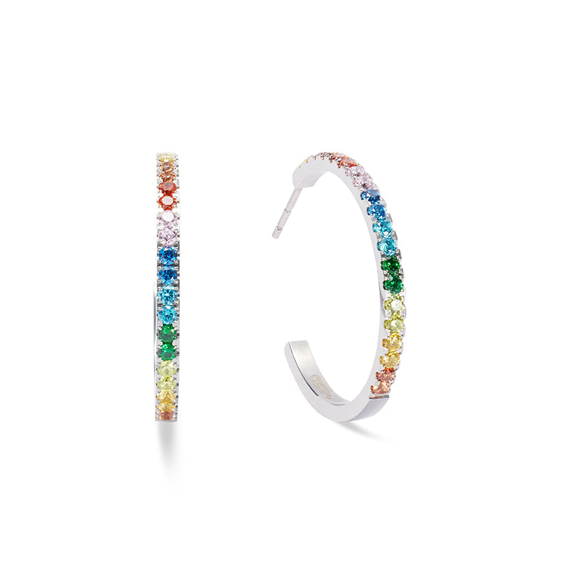 Coeur De Lion Eternal Love Gold Rainbow Large Hoop Earrings
