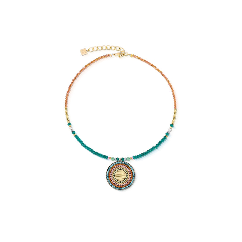 Coeur De Lion Gold Multicolour Boho Amulet Necklace