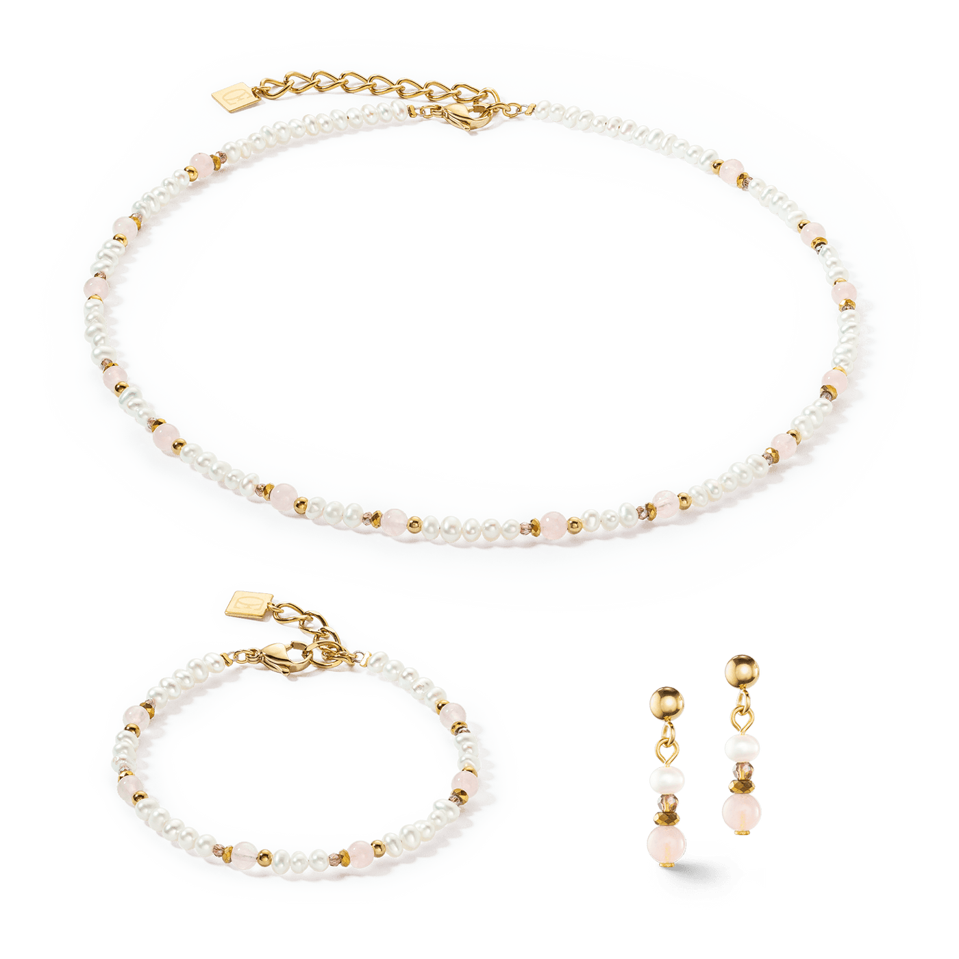 Coeur De Lion Romantic Pearl and Rose Quartz Bracelet - Rococo Jewellery