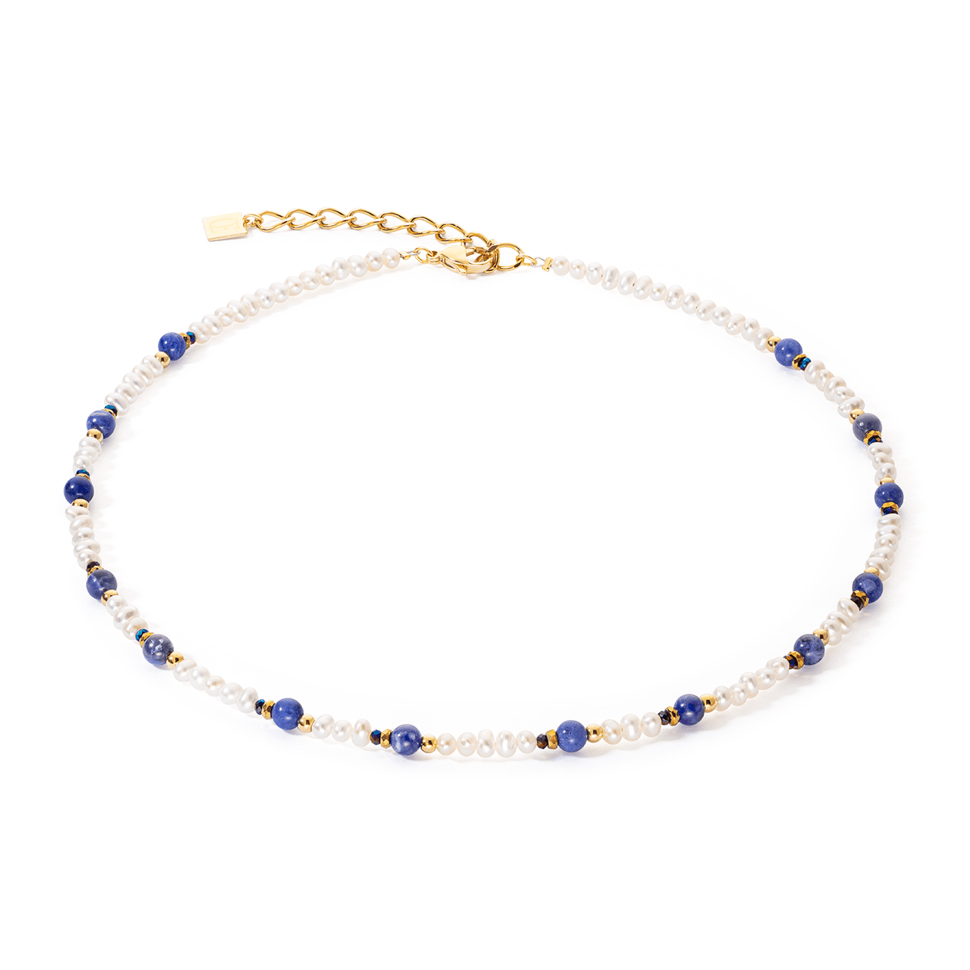 Coeur De Lion Gold Pearl and Sodalite Flow Necklace - Rococo Jewellery
