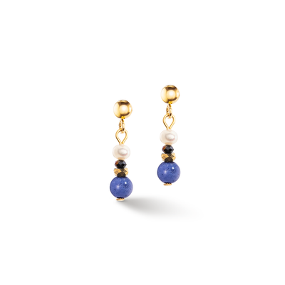 Coeur De Lion Gold Pearl and Sodalite Flow Drop Earrings