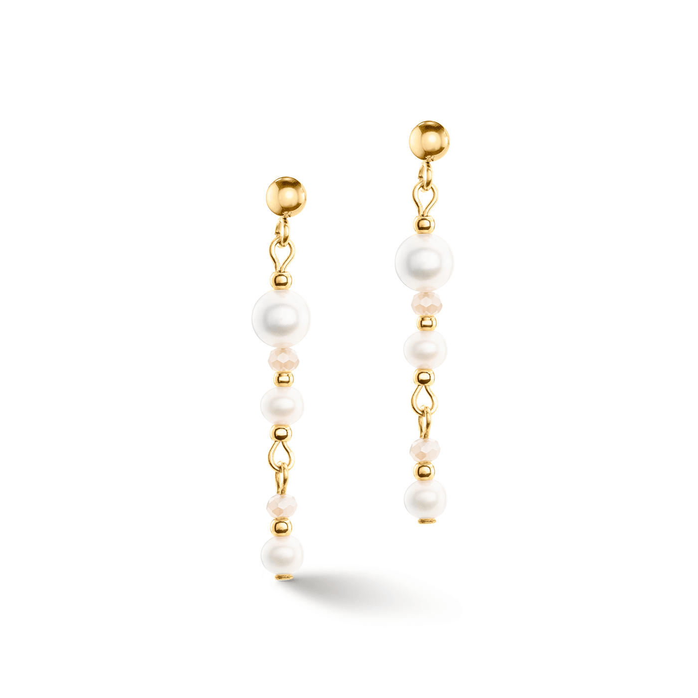 Coeur De Lion Gold and Pearl Drops Earrings - Rococo Jewellery