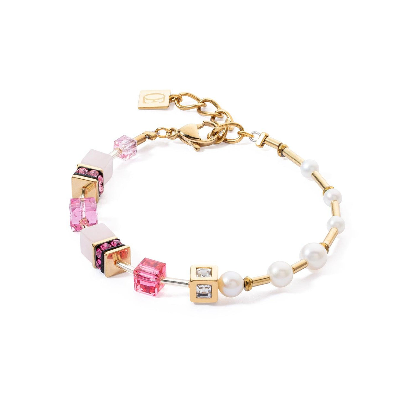 Coeur De Lion GeoCUBE® Gold Pink and Pearl Bracelet - Rococo Jewellery