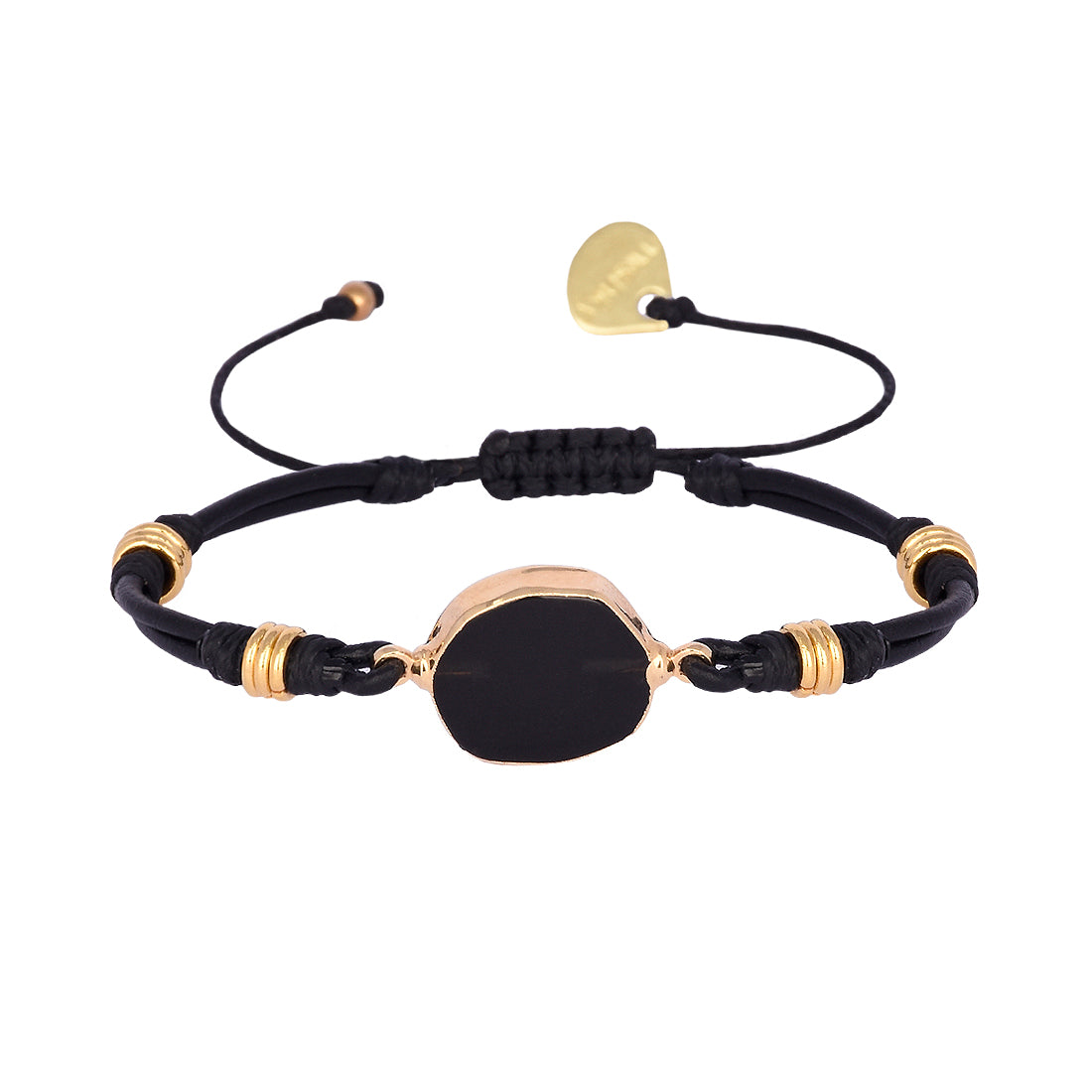 Mishkey Black Brazilian Stone Leather Bracelet