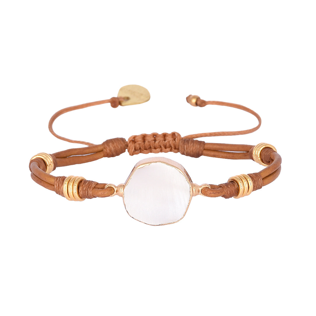 Mishky White Brazilian Stone and Leather Bracelet