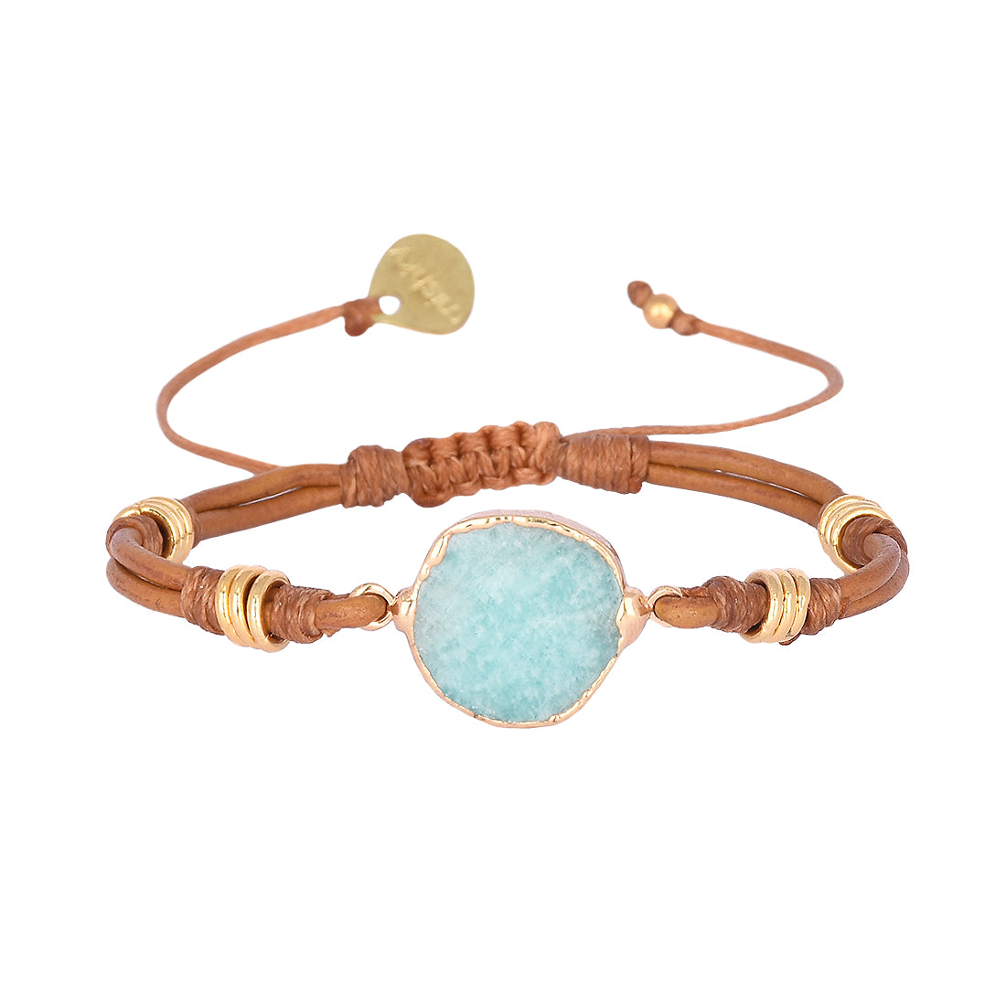 Mishky Blue Brazilian Stone and Leather Bracelet