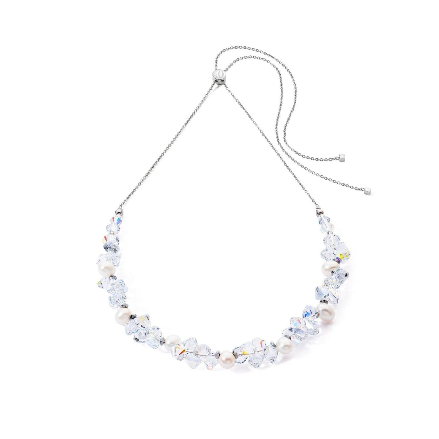 Coeur De Lion Silver Dancing Crystals & Pearls Necklace - Rococo Jewellery