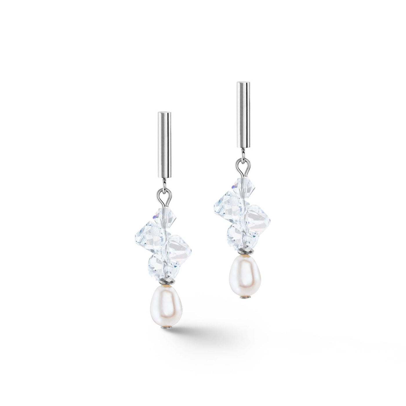 Coeur De Lion Silver Dancing Crystals and Pearls Earrings - Rococo Jewellery