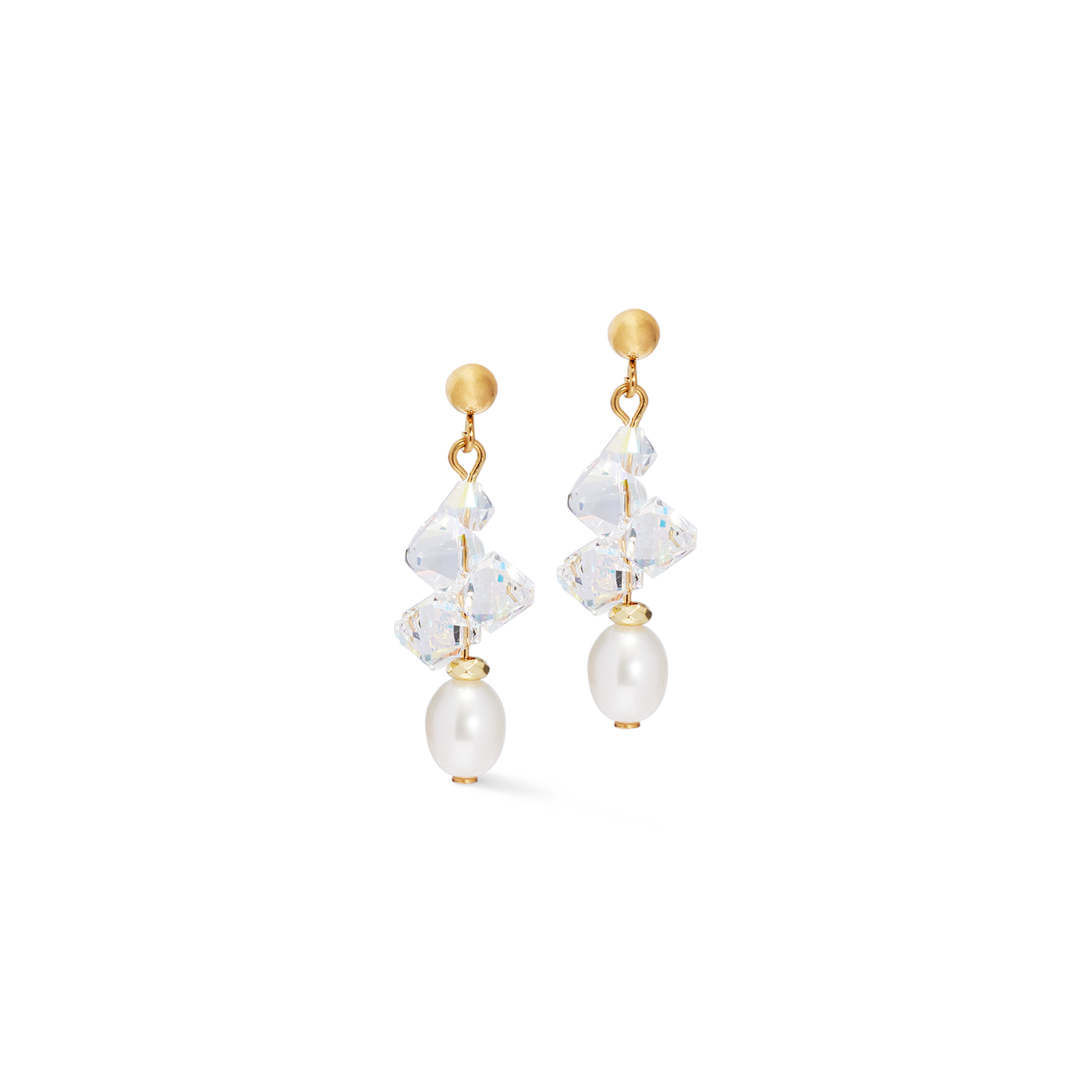 Coeur De Lion Gold Crystals & Pearls Earrings