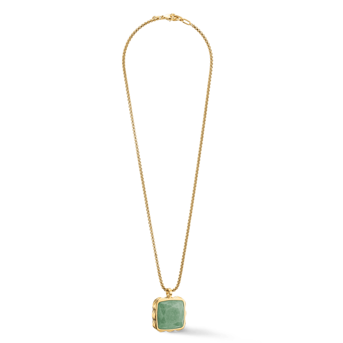Coeur De Lion Gold Green Aventurine Square Spikes Necklace - Rococo Jewellery