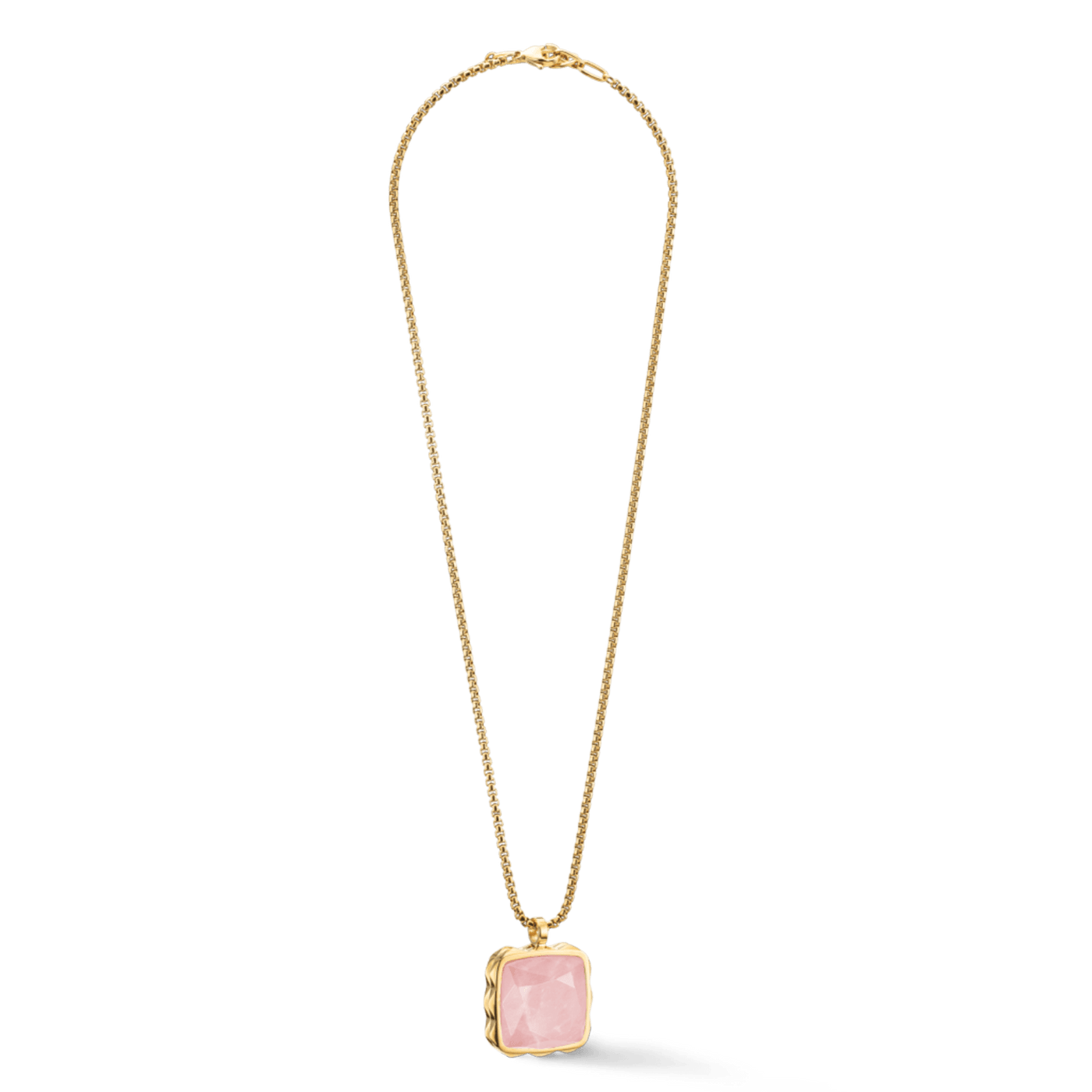 Coeur De Lion Gold Rose Quartz Square Spikes Necklace - Rococo Jewellery
