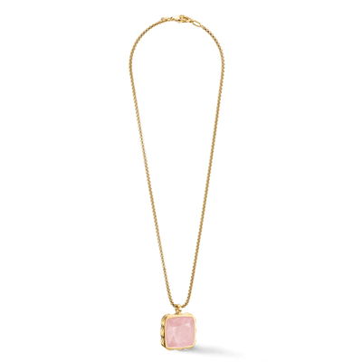 Coeur De Lion Gold Rose Quartz Square Spikes Necklace - Rococo Jewellery