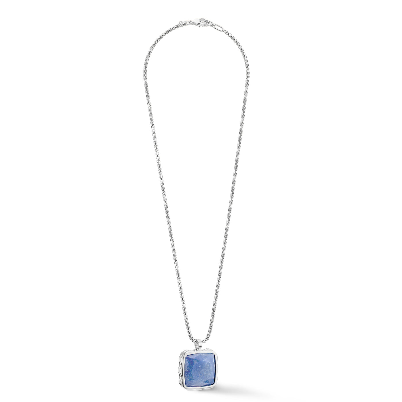 Coeur De Lion Silver Blue Aventurine Square Spikes Necklace