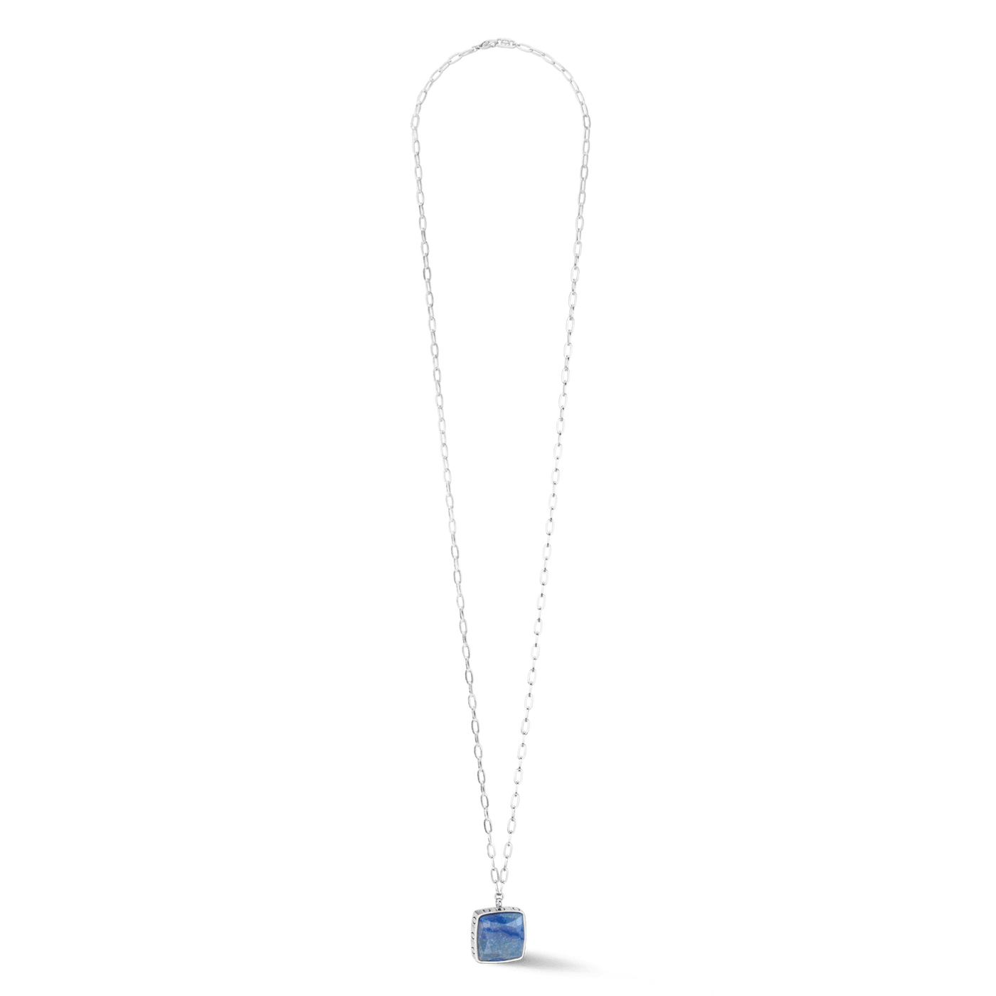 Coeur De Lion Silver Blue Square Aventurine Amulet Necklace - Rococo Jewellery