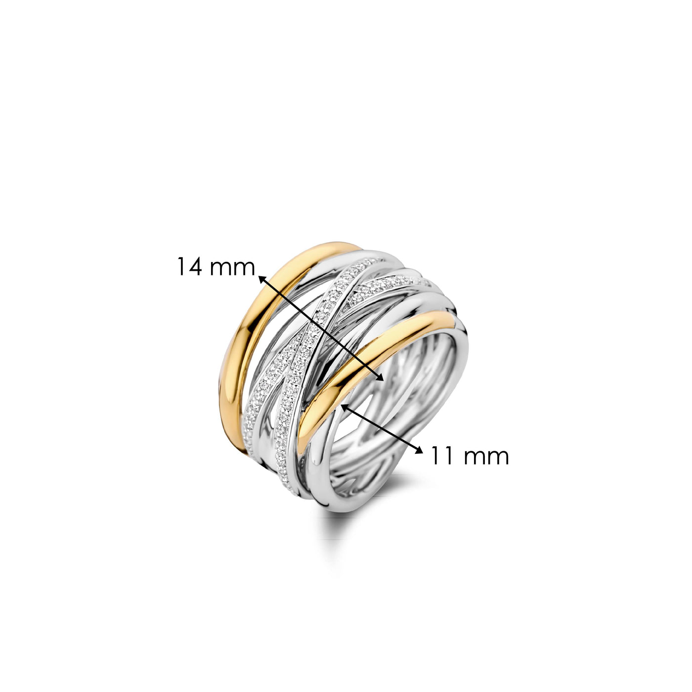 Ti Sento Gold Silver Cubic Zirconia Twisted Bands Ring