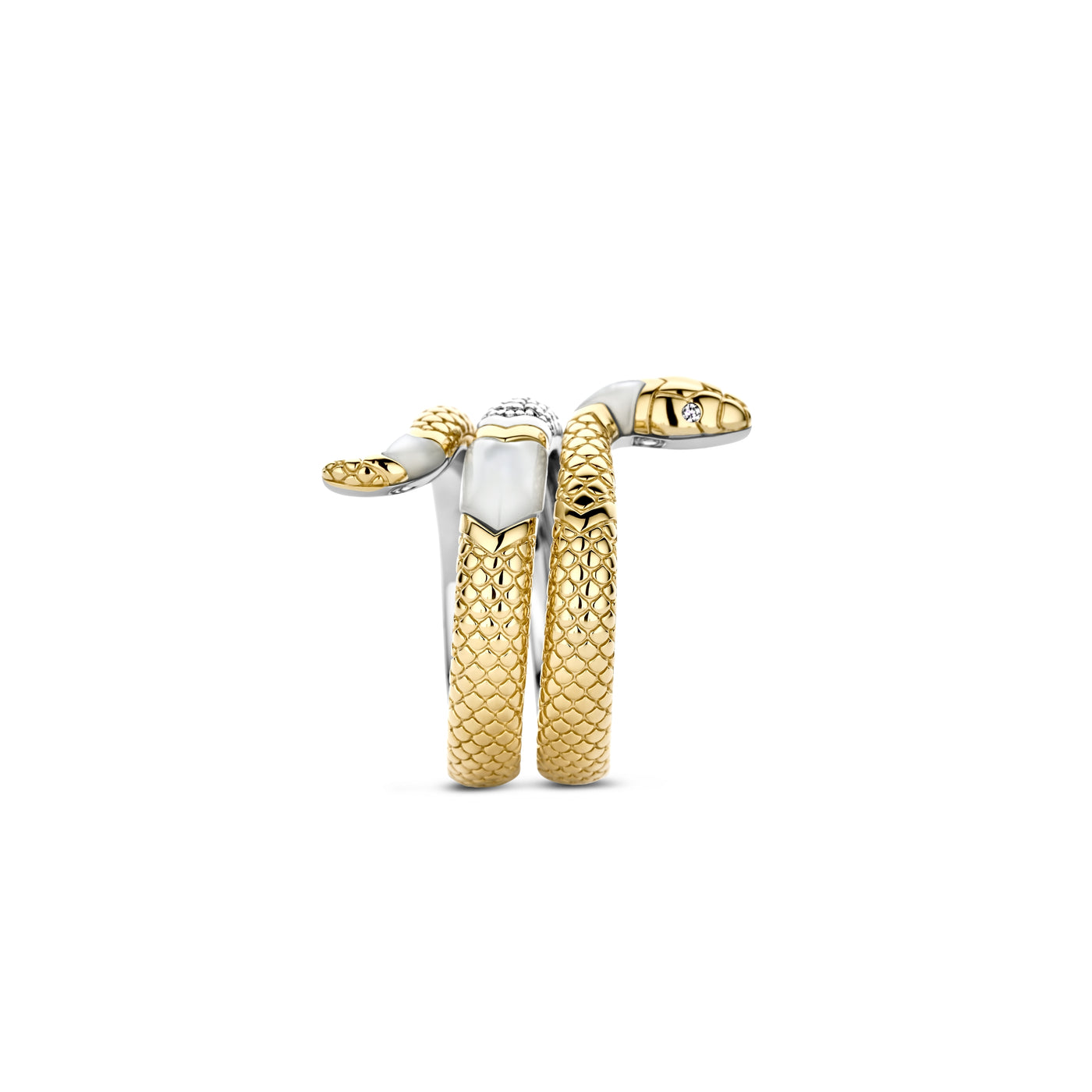 Ti Sento Gold Vermeil Pearl Cubic Zirconia Snake Ring