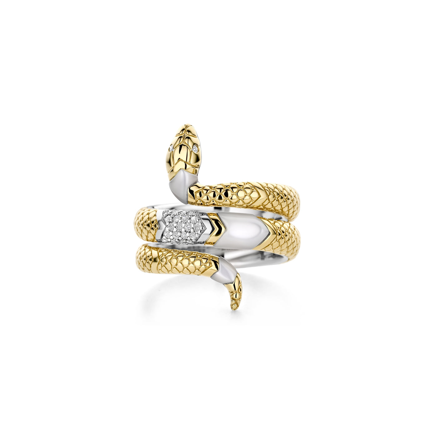 Ti Sento Gold Vermeil Pearl Cubic Zirconia Snake Ring